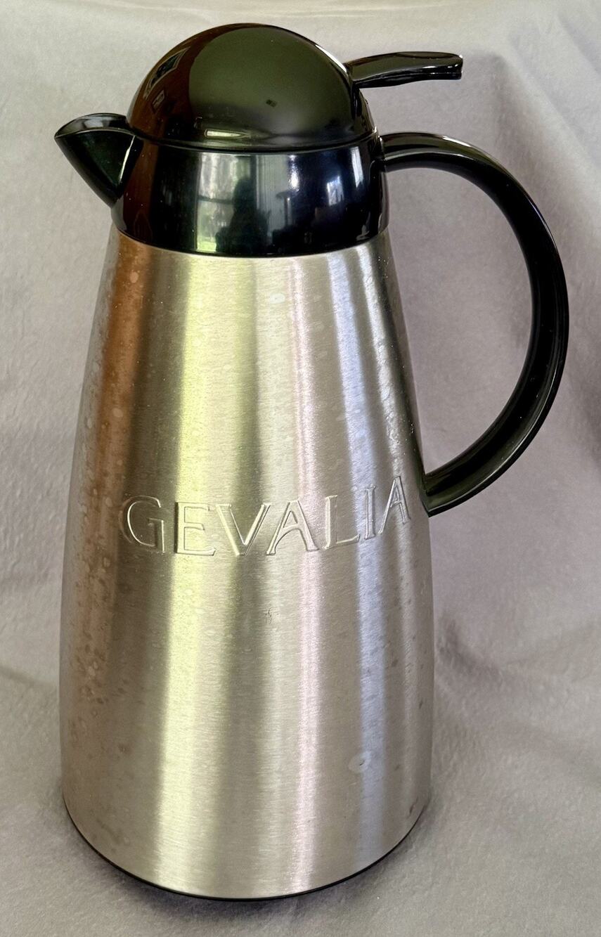 Gevalia Kaffe Stainless Steel Thermal Carafe Coffee Server 32oz Black Plastic